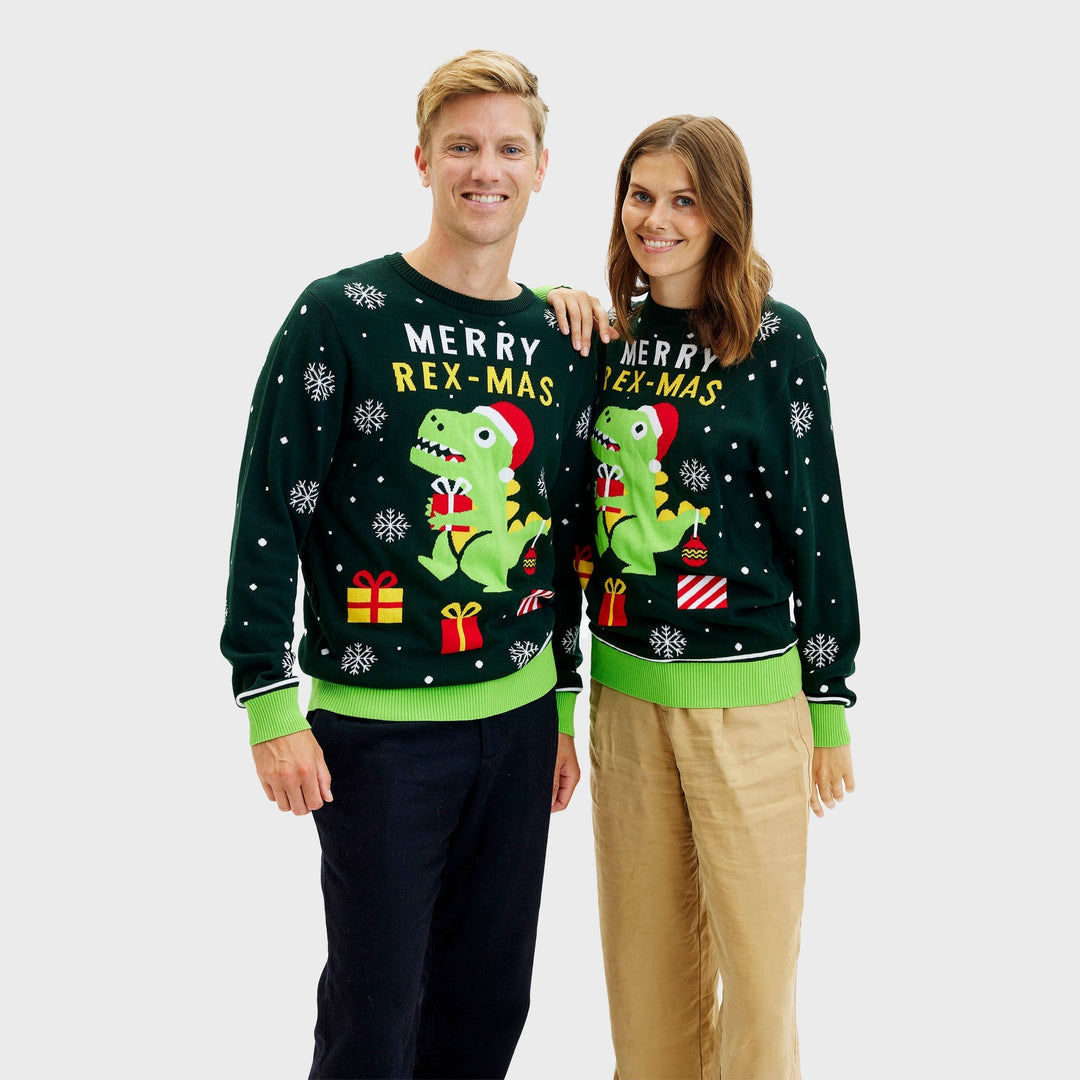 W&W Mode | Lustiger Dino Weihnachtspullover - Damen