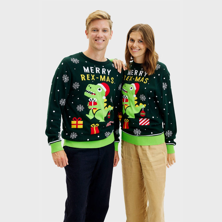 W&W Mode | Lustiger Dino Weihnachtspullover - Damen