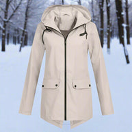 WW | Hooded Raincoat - Thigh-Length Zip Front Raincoat