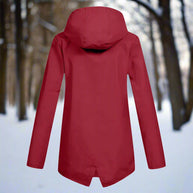 WW | Hooded Raincoat - Thigh-Length Zip Front Raincoat