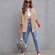 Khaki Zerrissene Jeansjacke