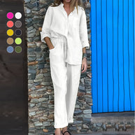 WW | Langarmhemd und Hose aus Baumwolle und Leinen für Damen