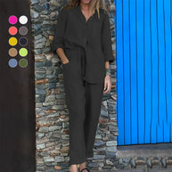 WW | Langarmhemd und Hose aus Baumwolle und Leinen für Damen