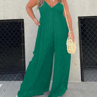 WW | Jumpsuit mit V-Ausschnitt und Breiten Trägern