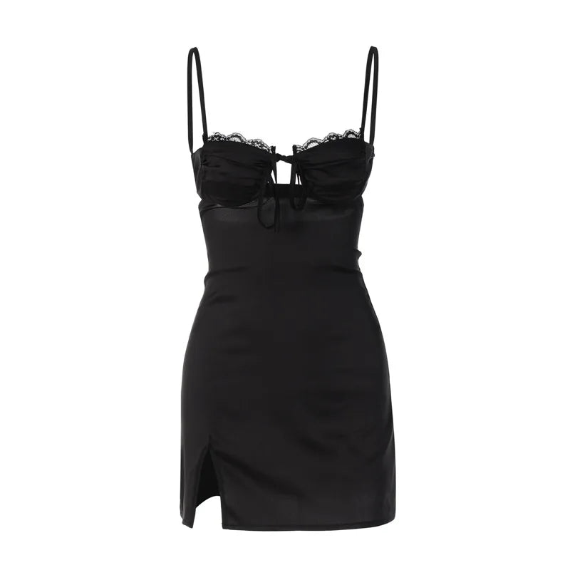 Damen Spitzen-Minikleid mit Spaghettiträgern