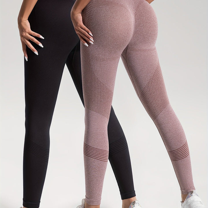 W&W Mode | Eleganz Set aus 2 Gepunkteten Fitness-Leggings für Stilvolle Workouts