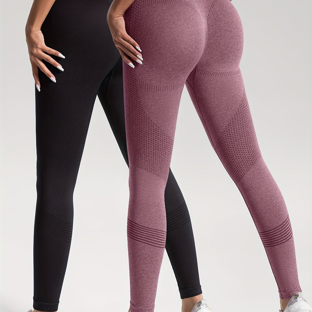 W&W Mode | Eleganz Set aus 2 Gepunkteten Fitness-Leggings für Stilvolle Workouts