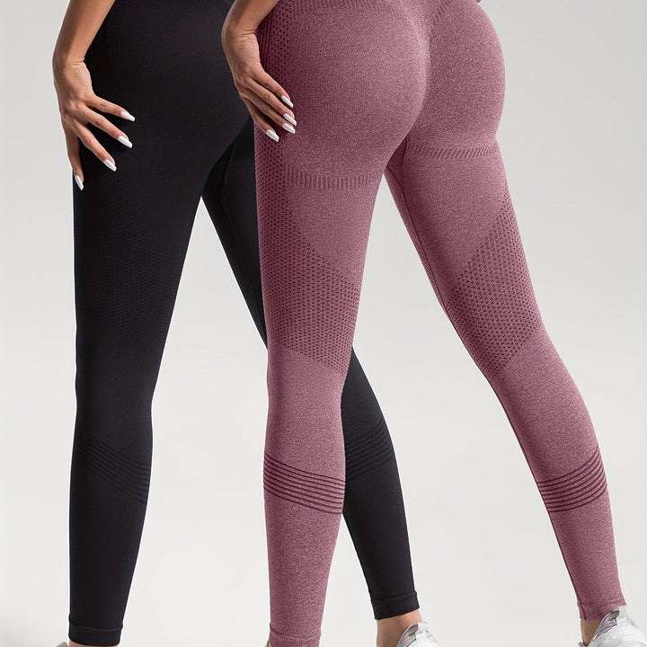 W&W Mode | Eleganz Set aus 2 Gepunkteten Fitness-Leggings für Stilvolle Workouts