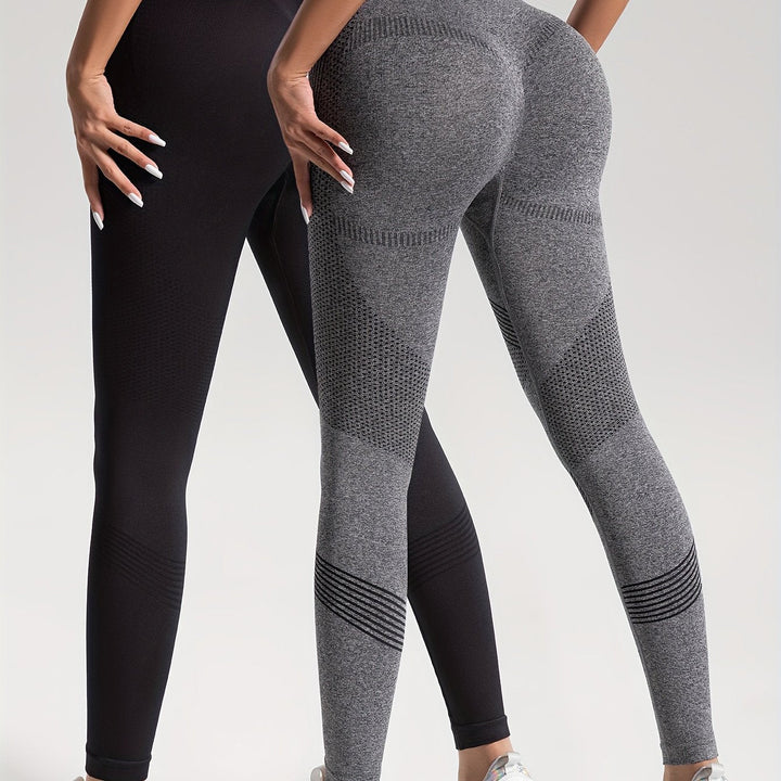 W&W Mode | Eleganz Set aus 2 Gepunkteten Fitness-Leggings für Stilvolle Workouts