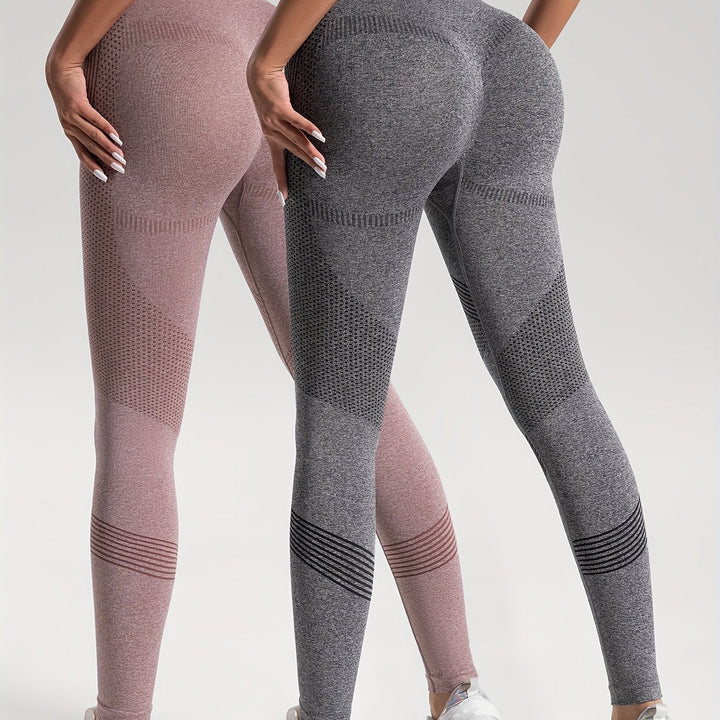W&W Mode | Eleganz Set aus 2 Gepunkteten Fitness-Leggings für Stilvolle Workouts