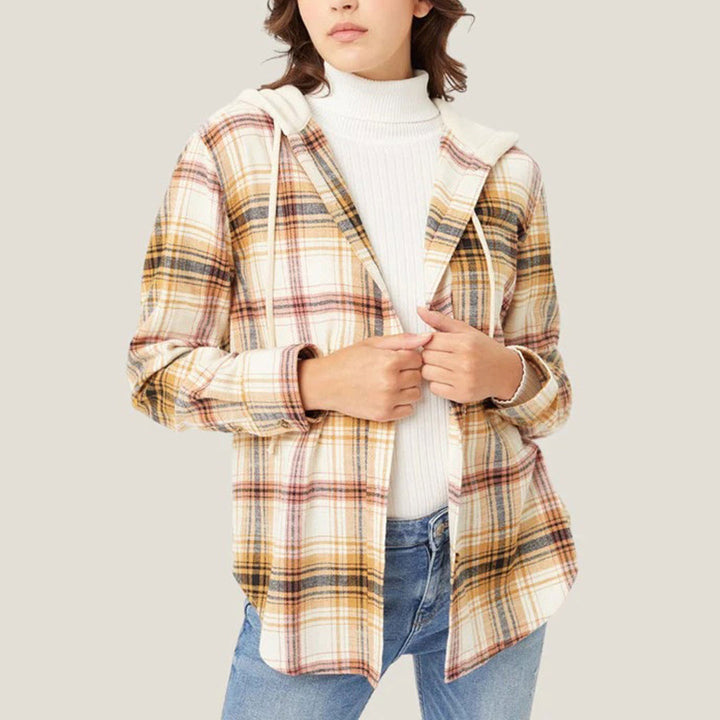 W&W Mode - Elegante Kapuzenjacke mit Karodesign