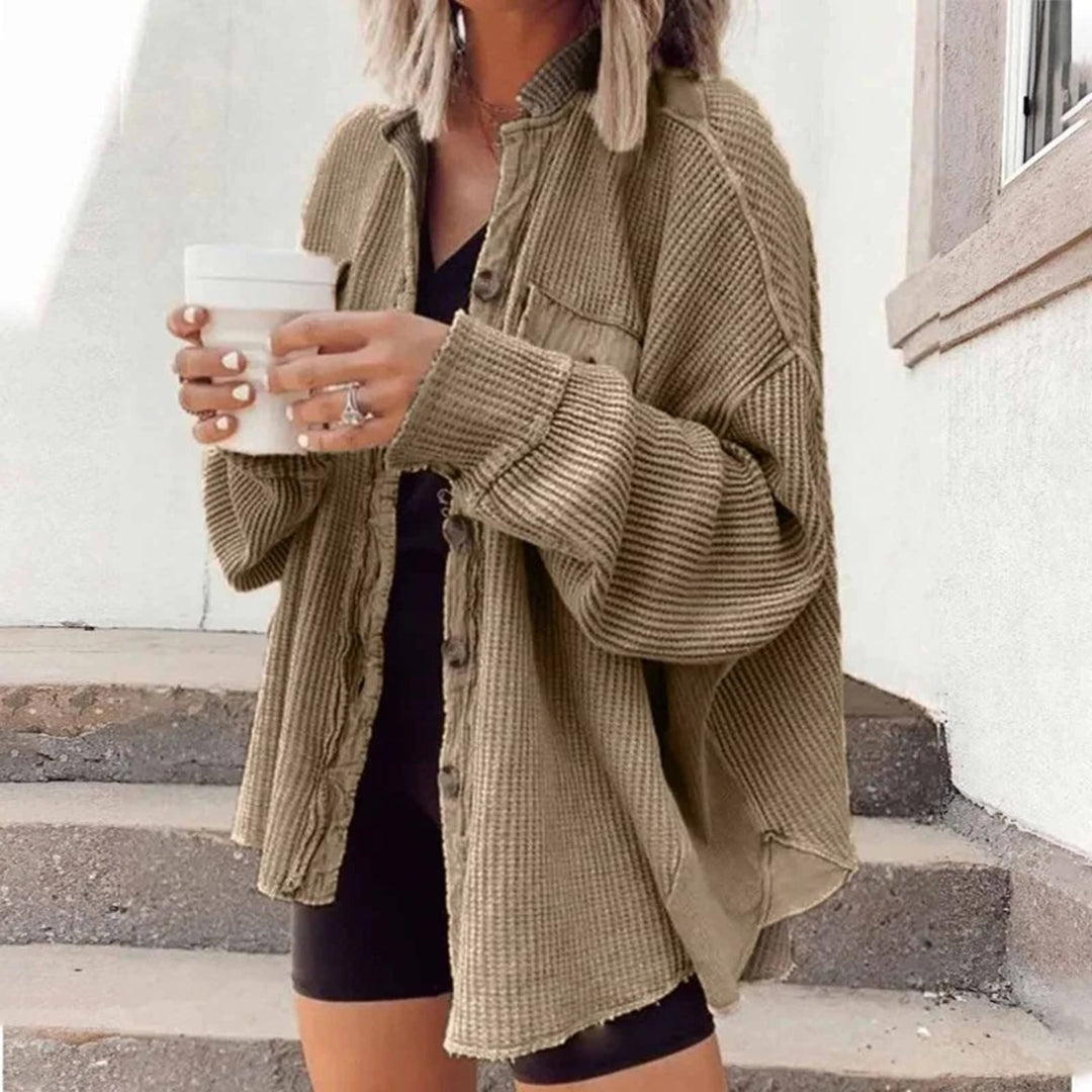 W&W Mode gerippte Strickjacke Elegance