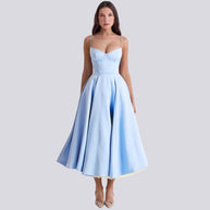 WW | Stilvolle V-Ausschnitt A-Linien Maxi Kleid