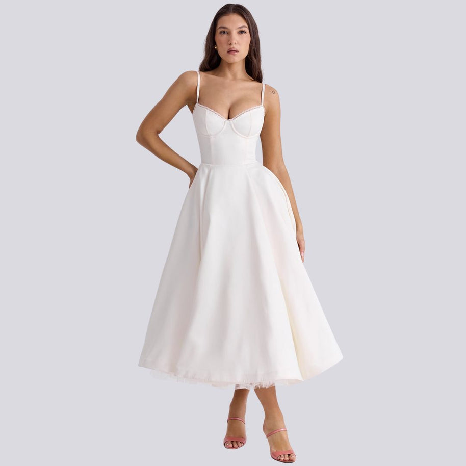 WW | Stilvolle V-Ausschnitt A-Linien Maxi Kleid