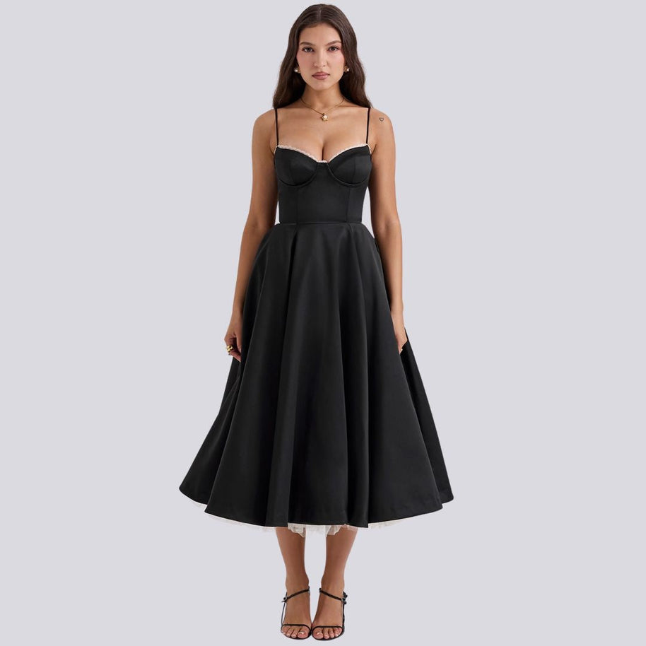 WW | Stilvolle V-Ausschnitt A-Linien Maxi Kleid