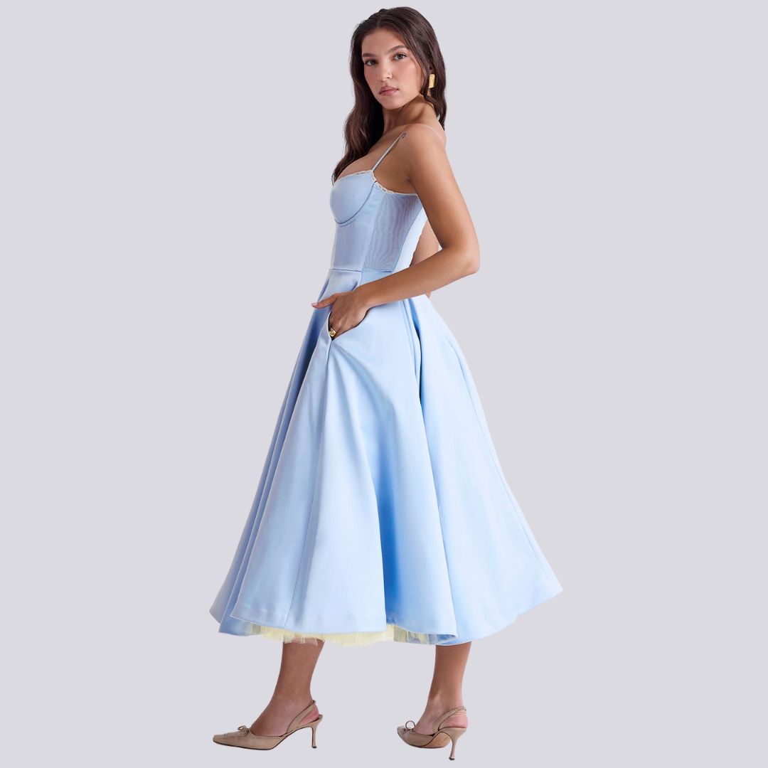 WW | Stilvolle V-Ausschnitt A-Linien Maxi Kleid