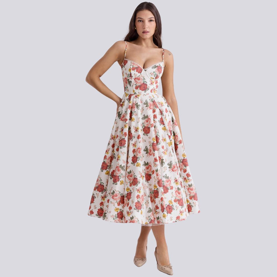 WW | Stilvolle V-Ausschnitt A-Linien Maxi Kleid