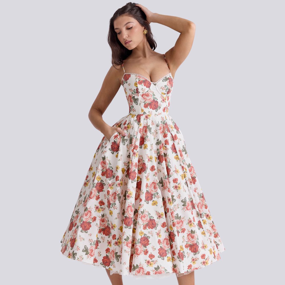 WW | Stilvolle V-Ausschnitt A-Linien Maxi Kleid