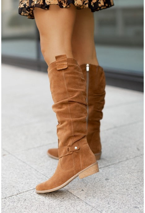 WW | Reißverschluss Flach Lange Stiefel Damenstiefel