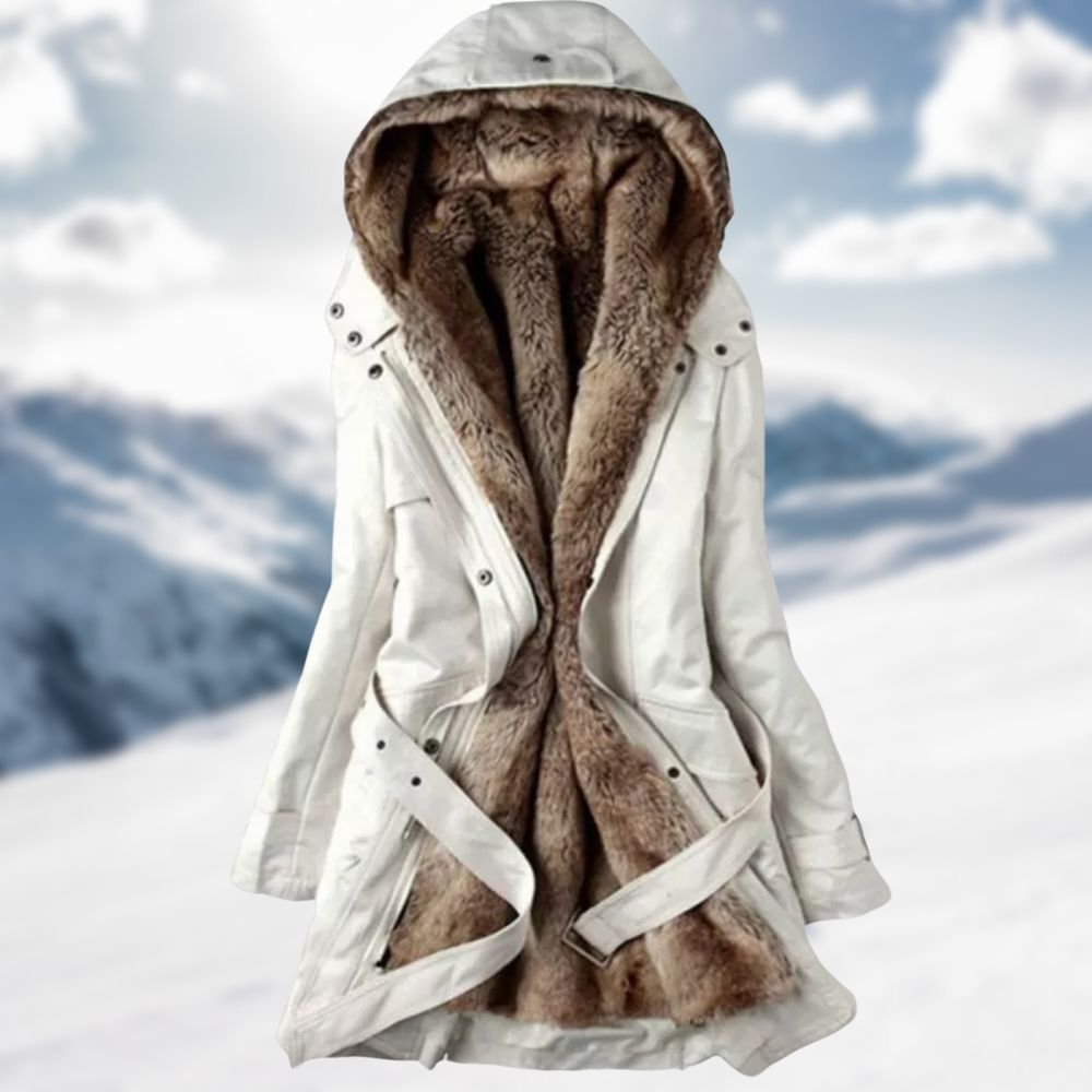 Damen Fleece-Winterjacke mit Reißverschluss und Taschen