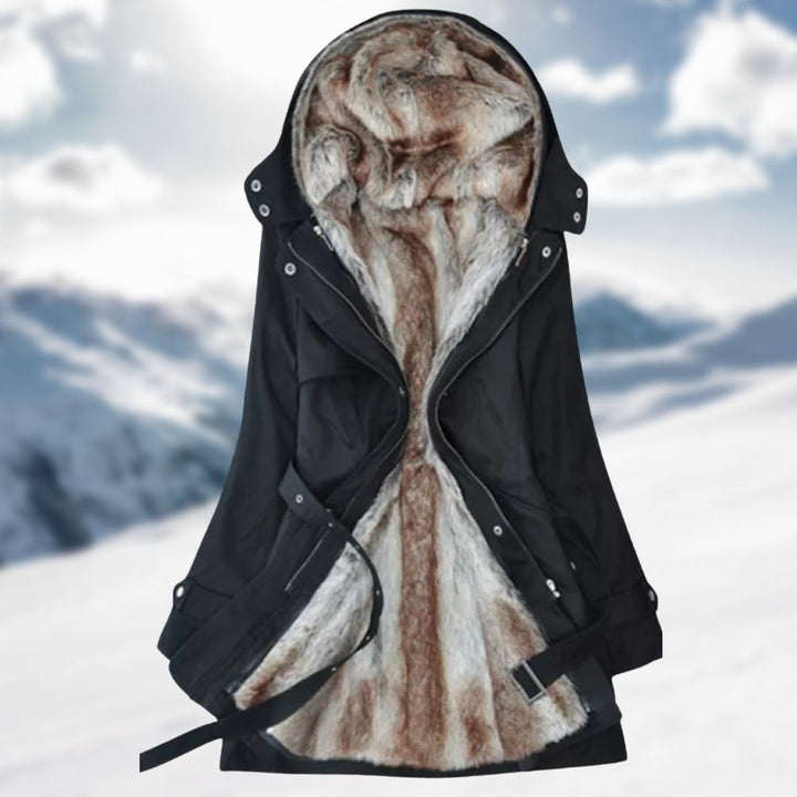 Damen Fleece-Winterjacke mit Reißverschluss und Taschen