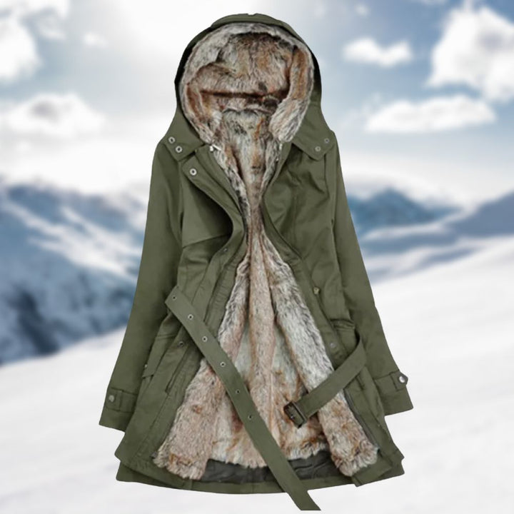 Damen Fleece-Winterjacke mit Reißverschluss und Taschen