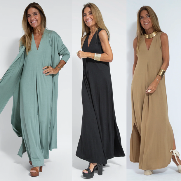 WW | Set mit Langem, Schlank Machendem Kleid und Weste