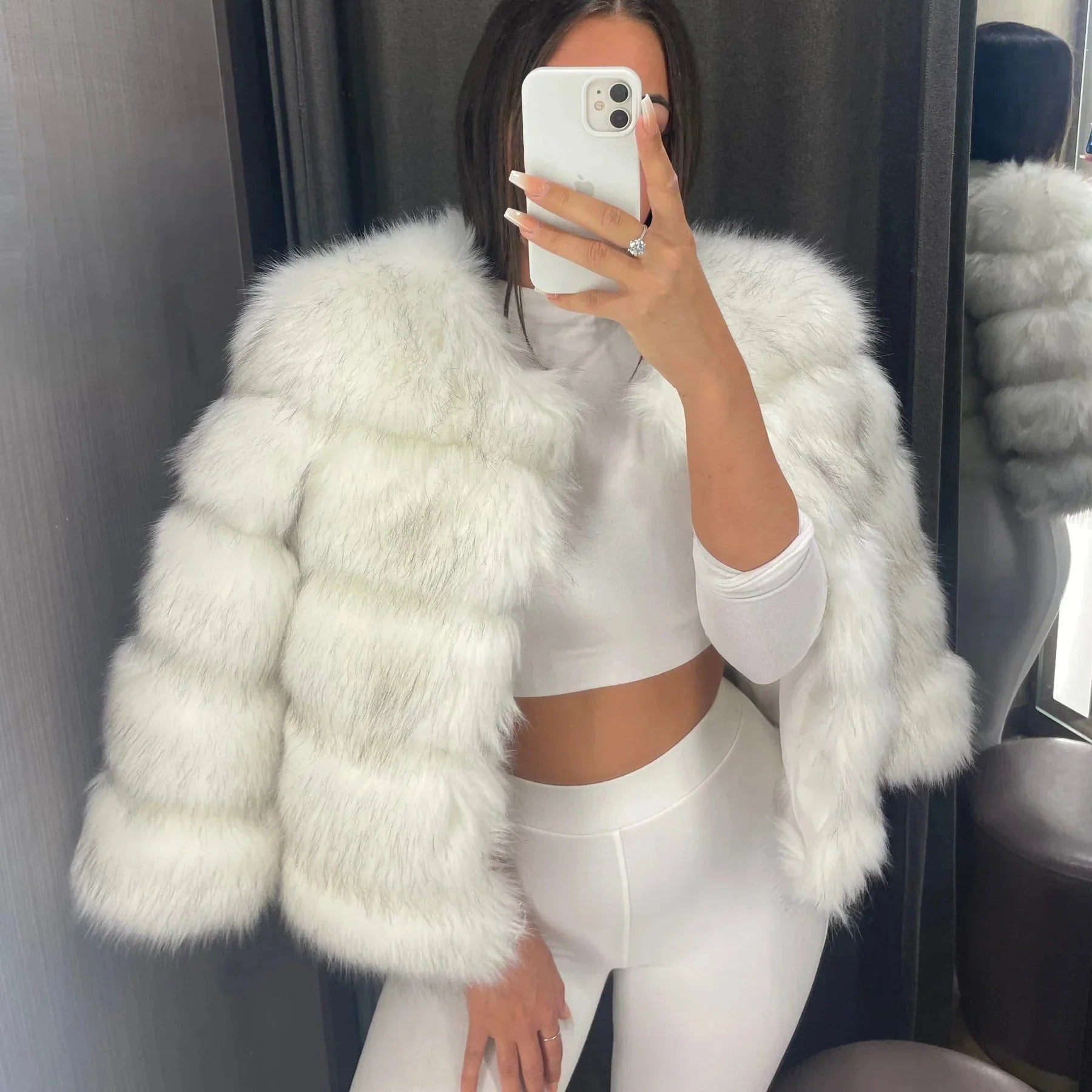 WW | Warm Kurz Flauschige Jacke Kunstpelzmantel für Damen