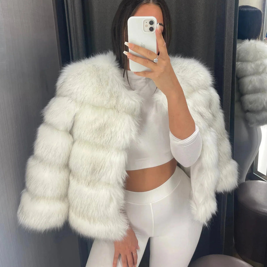 WW | Warm Kurz Flauschige Jacke Kunstpelzmantel für Damen
