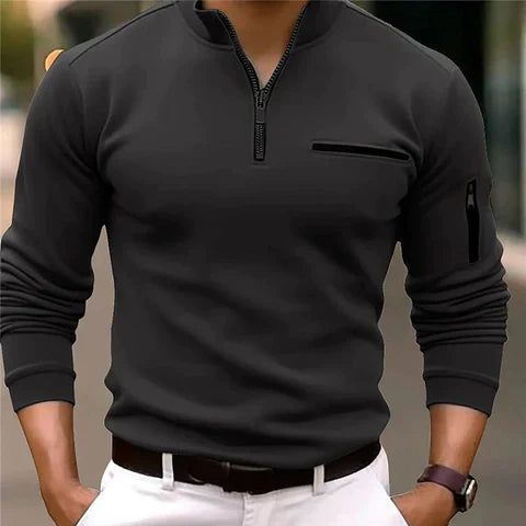 WW | Herrenpullover Mit Reißverschluss Und Taschen
