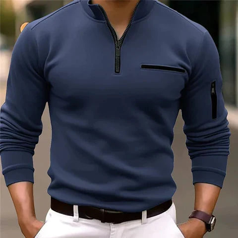 W&W Mode | Herrenpullover Mit Reißverschluss Und Taschen