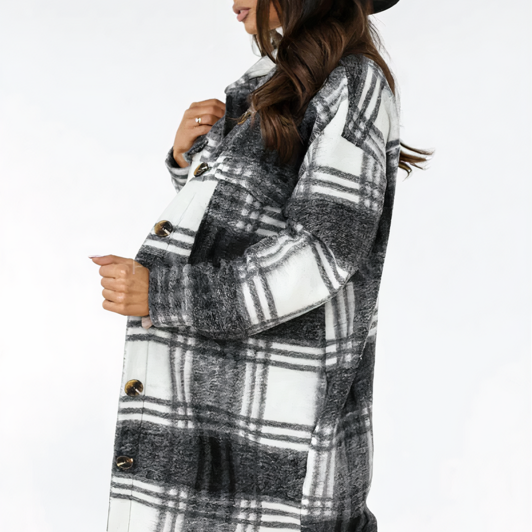 W&W Mode - Lange Karierte Winterjacke