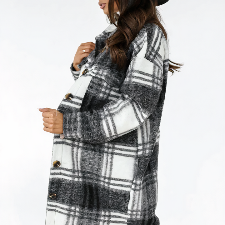 W&W Mode - Lange Karierte Winterjacke