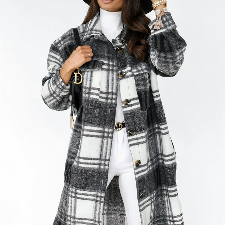 W&W Mode - Lange Karierte Winterjacke