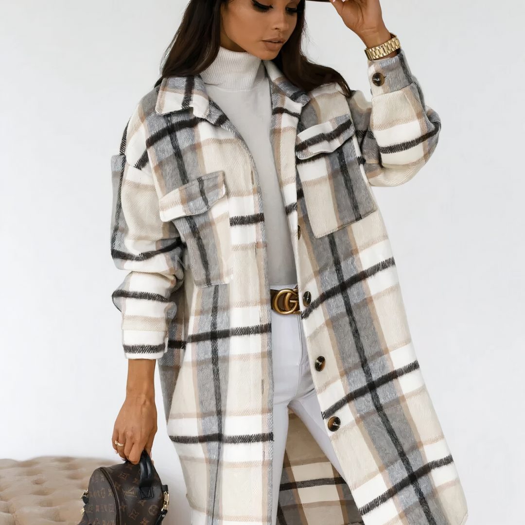W&W Mode - Lange Karierte Winterjacke