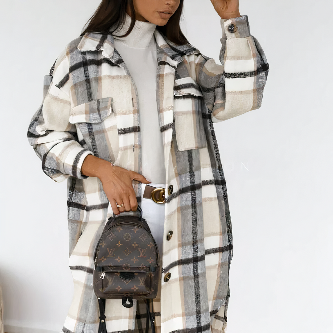W&W Mode - Lange Karierte Winterjacke