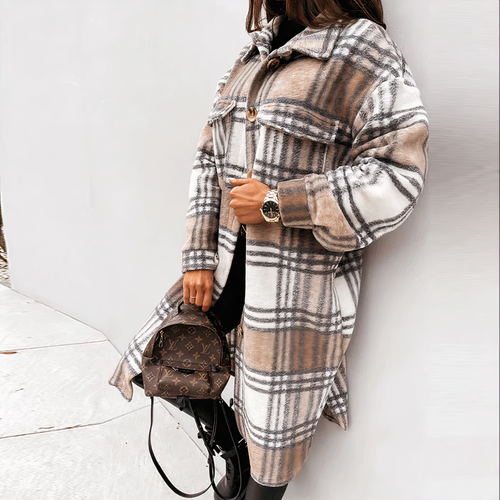 W&W Mode - Lange Karierte Winterjacke