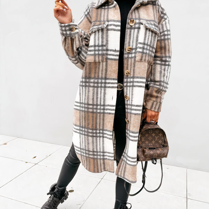 W&W Mode - Lange Karierte Winterjacke