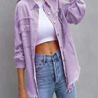 Helllila Zerrissene Jeansjacke