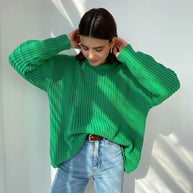 WW – Modischer Strickpullover in Uni mit Rundhalsausschnitt