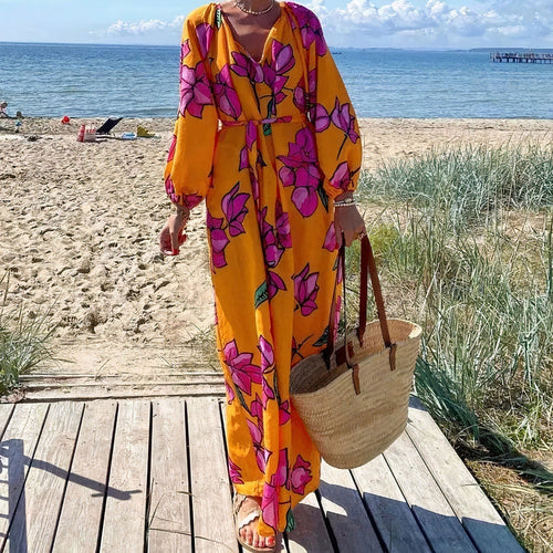 W&W Mode | Blumenmuster Maxi-Kleid