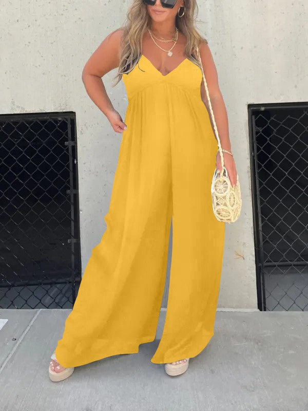 WW | Jumpsuit mit V-Ausschnitt und Breiten Trägern