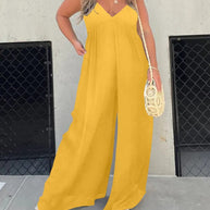 WW | Jumpsuit mit V-Ausschnitt und Breiten Trägern