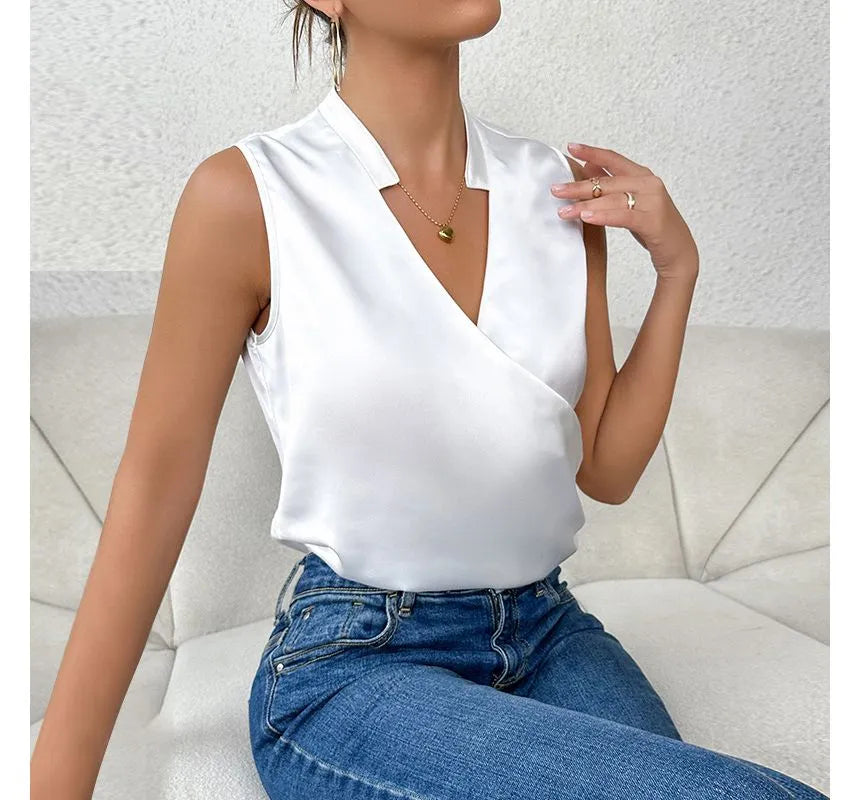 WW Elegantes ärmelloses Einfarbiges Top