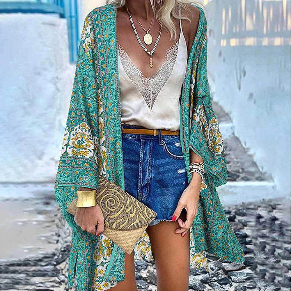 WW | Damen Cardigan In Voller Länge Kimono Stil