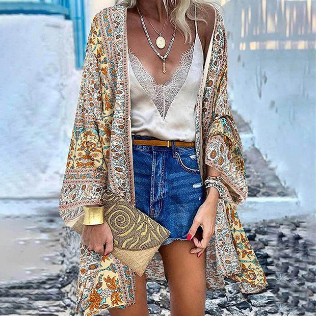 WW | Damen Cardigan In Voller Länge Kimono Stil