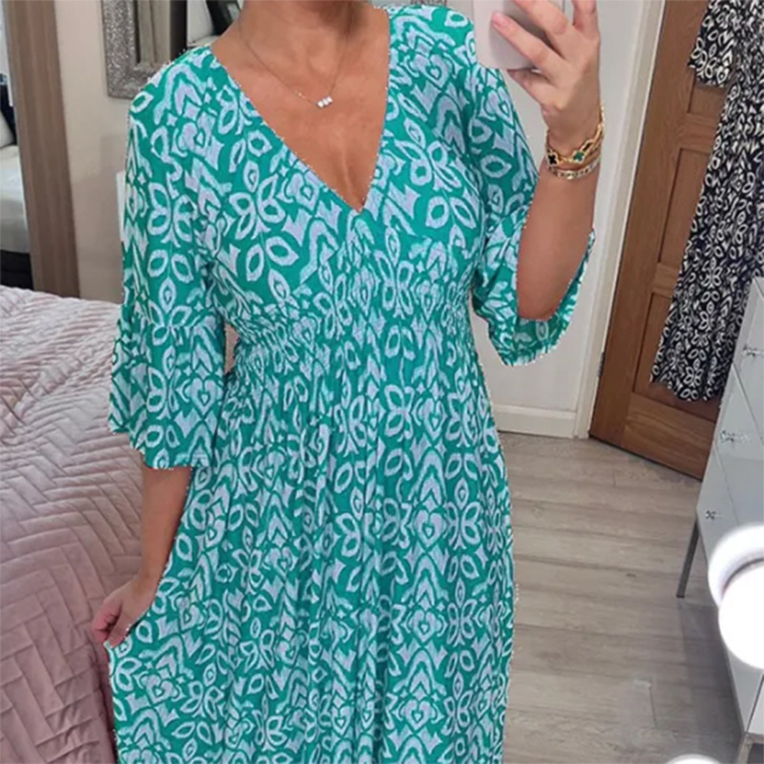 WW | Ungezwungenes V-Ausschnitt Maxikleid