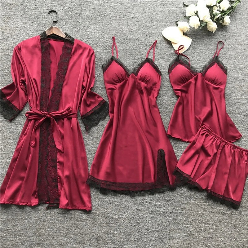 WW | delig Seiden-Schlafanzugset - luxuriöses Damen-Nachtmode-Ensemble