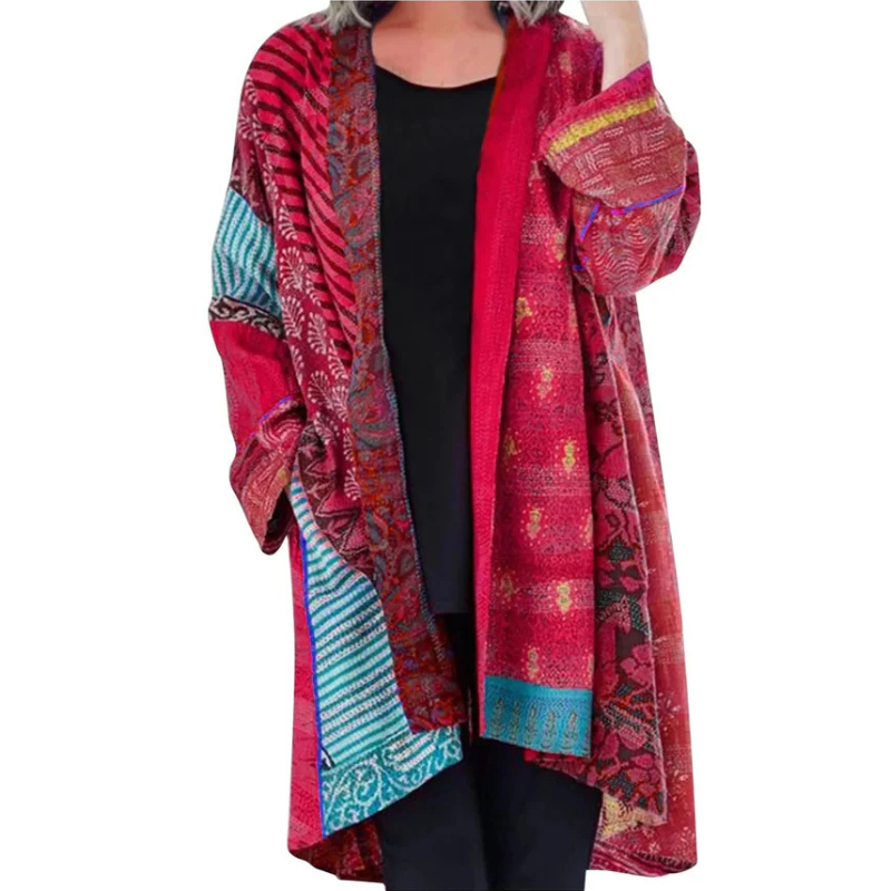 WW | Strickjacke Bunt Offene Vorderseite Übergroße Strickjacke Damenbekleidung