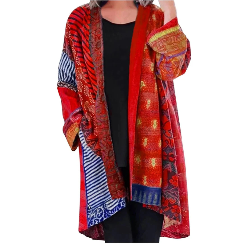 WW | Strickjacke Bunt Offene Vorderseite Übergroße Strickjacke Damenbekleidung